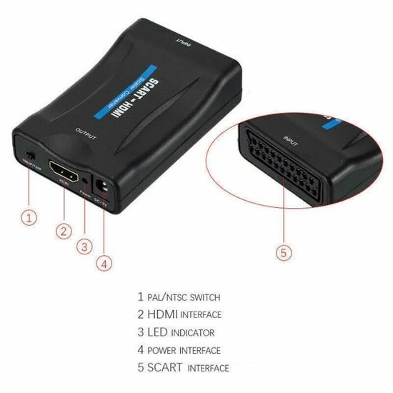 LiNKFOR Convertisseur HDMI vers SCART en Aluminium avec Câble Péritel 1