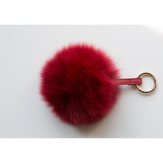 diam/ètre 13 cm qualit/é sup/érieure Garantie Renard//Blanc NOVAGO Pompon Bijou de Sac en Fourrure