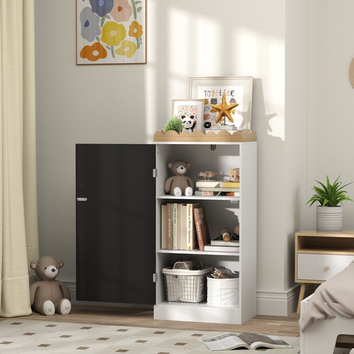 Meuble Rangement Enfant AIYAPLAY - 6 Bacs Amovibles + Coffre à Roulettes + Bibliothèque 3 Niveaux - Blanc, 80 Cm - 13