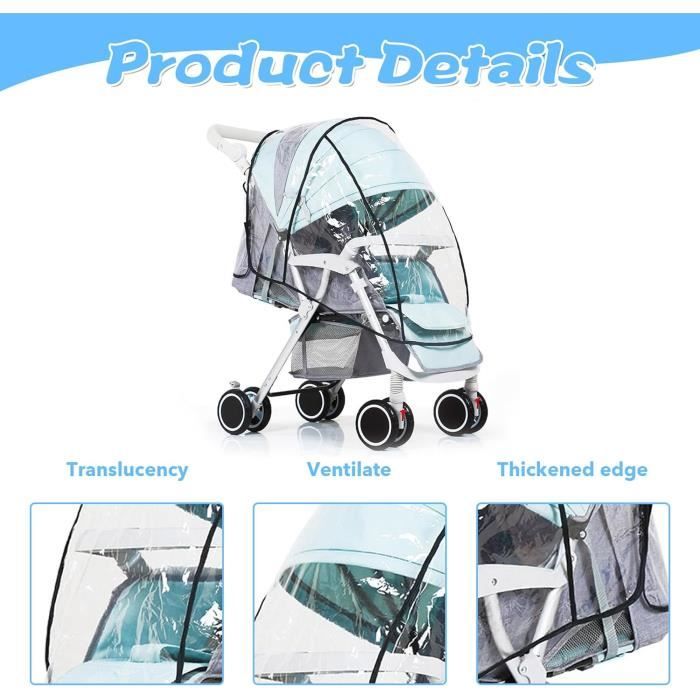 Couverture Poussette Bebe Protection Pluie Poussette Double Hauck Fenêtre Contact Housse De Pluie Universelle Hauck Pour Poussette Double - Transparente Avec Fenêtre Accessoire Bébé Temps Pluie Poussette Yoyo