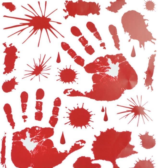 Déco Fenêtre Halloween – Empreintes Mains Sanglantes Géantes, Autocollants Zombies, Ambiance Maison Hantée