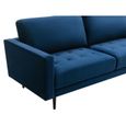 Canapé 3 places en velours bleu - VENTE-UNIQUE - ESTELA - Style vintage - Assise capitonnée - Confort ferme-3