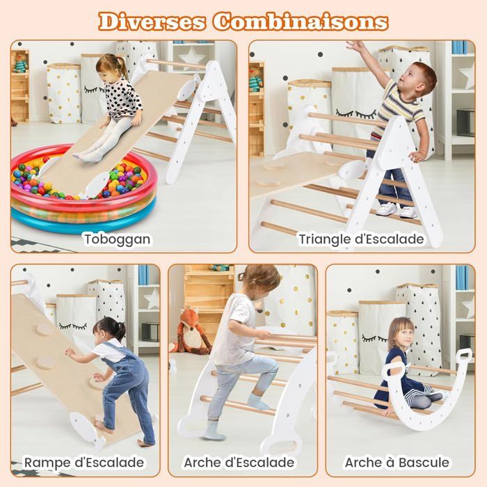 7 En 1 Triangle D'escalade Montessori Enfants Avec Rampe Double Face Arc D Escalade En Bois Hetre Avec Toboggan Et Echelle Charge Max 50kg 681083989a91ab2638535e90 7 En 1 Triangle D'escalade Montessori Enfants Avec Rampe Double Face Arc D Escalade En Bois Hetre Avec Toboggan Et Echelle Charge Max 50kg 681083989a91ab2638535e90