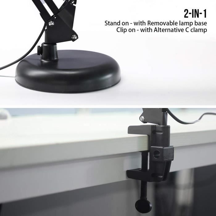 Lot de PIXI Noir E27 lampe de bureau à dessin base noire