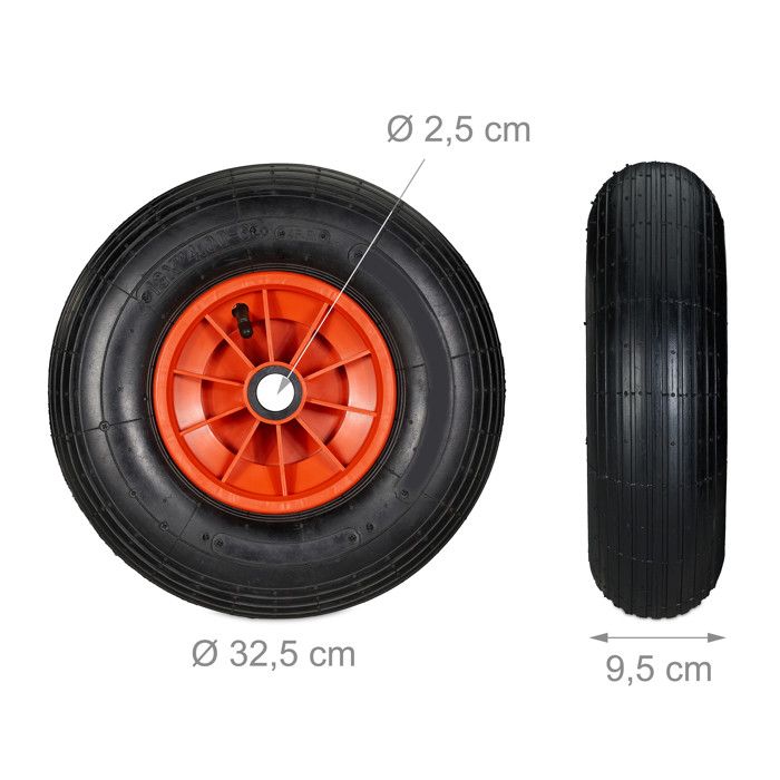 Roue De Brouette 4.80/4.00-8 Noir - Capacité 120kg - Avec Axe - Caoutchouc Air Givré