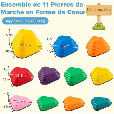 Pierres D'équilibre Pour Enfants - 11 Pièces Multicolores, Antidérapantes, Pour Parcours Motricité Intérieur/extérieur - 5