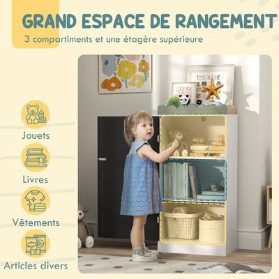 Bibliothèque Enfant 3 Niveaux En Forme De Maison - Meuble De Rangement Blanc, Dimensions 63,7 X 29,7 X 89,5 Cm - 8