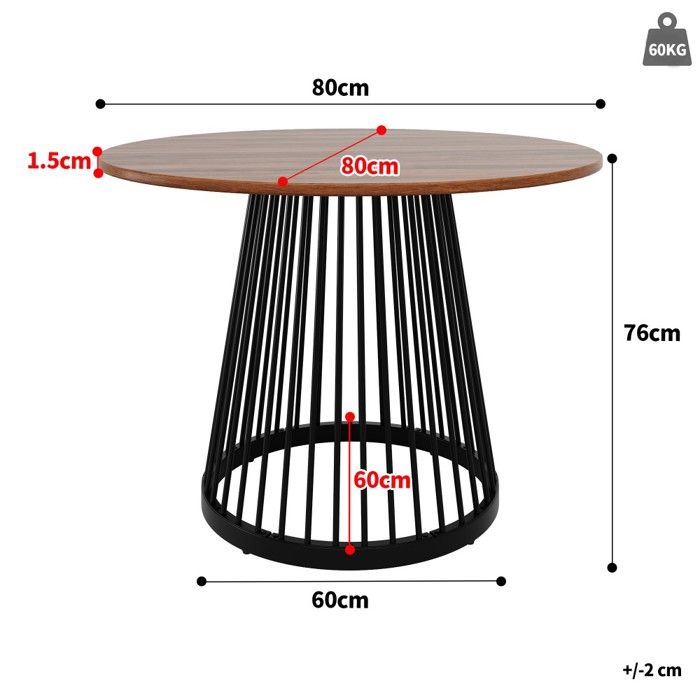 Table à Manger Ronde VÄN Par Kokoon Design – Plateau Noyer, Pieds Métal Noir – Neuve