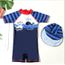 Garçons Maillots de Bain Enfants Costume de Natation 3-Pièces Anti-UV T-Shirt et Shorts de Bain et Bonnet 