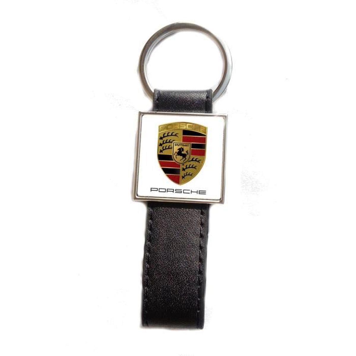 Porte-cl/és Acier//Simili Cuir Logo Mini Fond Noir