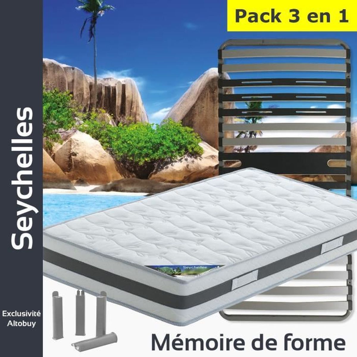AltoZone 90x190 Pack Matelas Seychelles