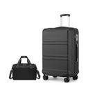 Kono Set de 2 Valises de Voyage Rigide Valise 75x48x30cm à 4 roulettes avec Serrure TSA + Sac de Voyage Ryanair 40x20x25cm, Noir