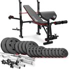 HS HOP-SPORT Hop-Sport Set d'haltères de 74 kg avec Banc de Musculation Pliable HS-1055 avec Pupitre de Curl, Papillon, Presse à jambes