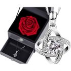 LE COIN COQUIN LCC® Pendentif collier pour femme copine gravé Je t'aime Argent 925 avec une rose éternelle cadeau romantique original boîte