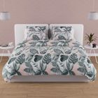 Parure housse de couette en coton 57 fils 260x240 cm TROPIC vert, par Soleil d'ocre