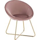 WOLTU Chaise de salle à manger siège bien rembourré en velours, Fauteuil de salon pieds en métal, Rose