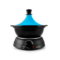 Tajine électrique KitchenCook - Pot en terre cuite 3L - Bleu