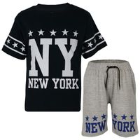 Ensemble t-shirt et short imprimé NY New York pour filles et garçons 5-13 ans.