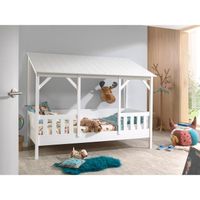 Lit Cabane 90x200 Sommier inclus HouseBed - Blanc - Vipack