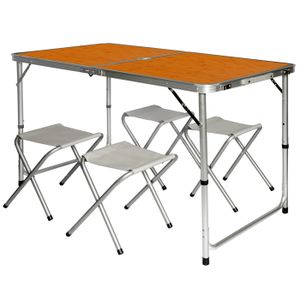 Table De Camping Pliable Reglable En Hauteur 120x60x70cm Incl 4 Tabourets Pliants Format Mallette Gris Fonce Achat Vente Table De Camping Table De Camping Et Taboure Cdiscount