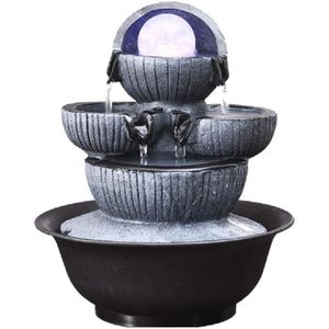 Tidyard Fontaine Sph/ère avec LED en Acier Inoxydable pour Jardin//Cour Blanc 40 cm