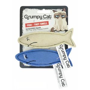 HERBE À CHAT Grumpy Cat catnip fish 7 cm feutre bleu/jaune 2 pi