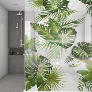 sticker cabine de douche en dépoli motifs vitraux modernes
