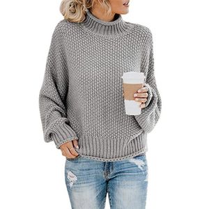 PULL Pull Col Roulé Femme Chaud Tricoté Solide Casual C