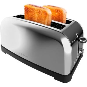 Grille Pain Inox Baguette Extra Large 4 Tranches Toaster Rétro Double Fentes  Automatique 1500W Croissant 7 Niveaux Ajustable, [55] - Cdiscount  Electroménager