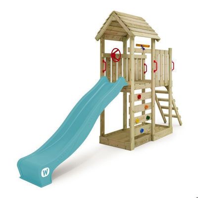 WICKEY Aire de Jeux Smart Coast portique en Bois avec balançoire et Toboggan Anthracite, Tour d'escalade pour Enfants avec bac à Sable, échelle et Accessoires de Jeu pour Le Jardin WICKEY Aire de Jeux Smart Coast portique en Bois avec balançoire et Toboggan Anthracite, Tour d'escalade pour Enfants avec bac à Sable, échelle et Accessoires de Jeu pour Le Jardin