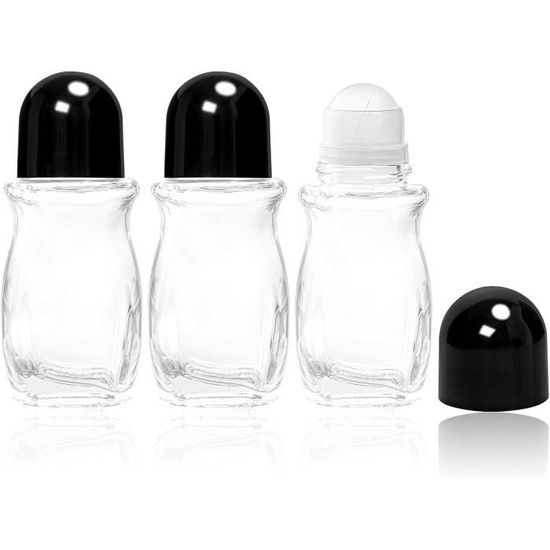 Lot De 2 Flacons à Bille Vides En Verre Transparent 50 Ml - Rechargeables Pour Cosmétiques, Huiles Essentielles Et Soins Personnels