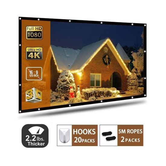 Écran De Projection Portable 100 Pouces 16:9 – Pliable, Anti-plis, Pour Vidéoprojecteur Intérieur/extérieur