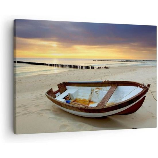 Tableau Toile 3 Pièces Mer Et Plage 50x50 Cm Prêt à Accrocher - Visario