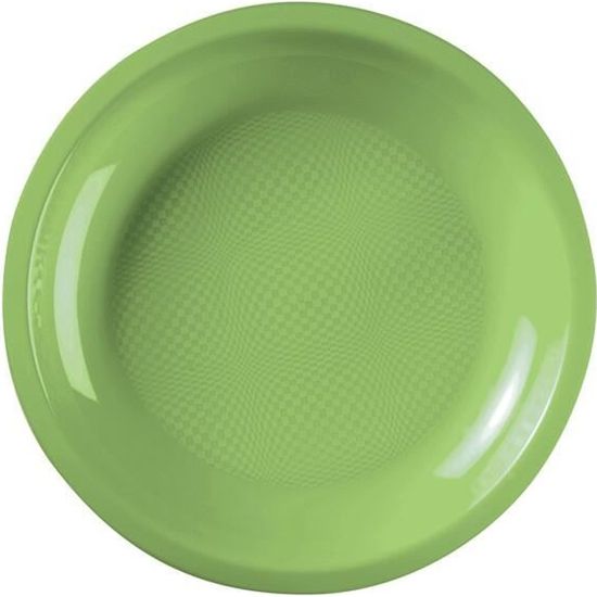 Assiette plate et ronde vert anis incassable 22cm (x10) REF/52750