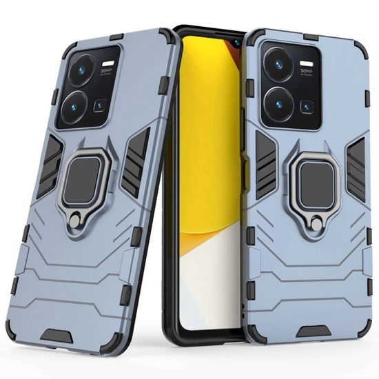 SEAHAI Cover per Vivo Y22 / Vivo Y22s / Vivo Y35, [Militare Anti-Caduta] Silicone Ultra Sottile Stile Fresco Custodia, con Metallo Magnetico Supporto e Protezione Fotocamera - Blu