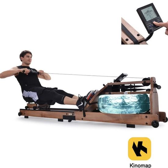 Rameur à Eau MERACH R28 Pliable En Bois - Silencieux, Charge Max 181kg - Fitness Maison