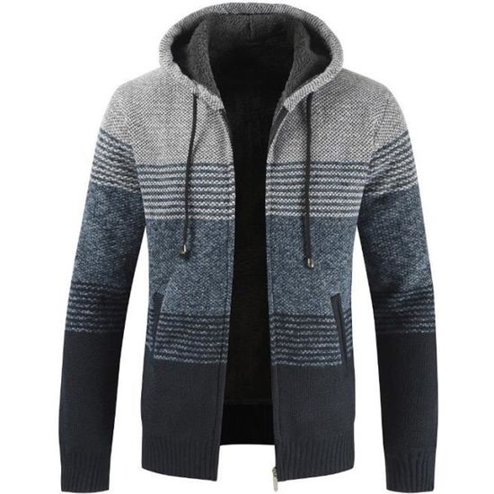 Cardigan Tricoté Pour Homme Avec Fermeture éclair Et 2 Poches