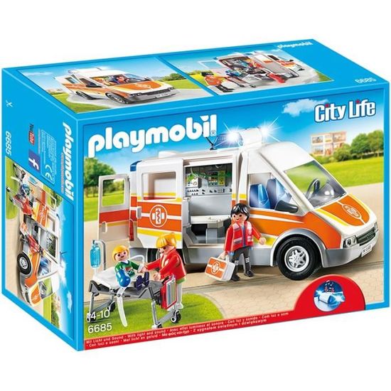 PLAYMOBIL - City Life - Ambulance avec Gyrophare et Sirène