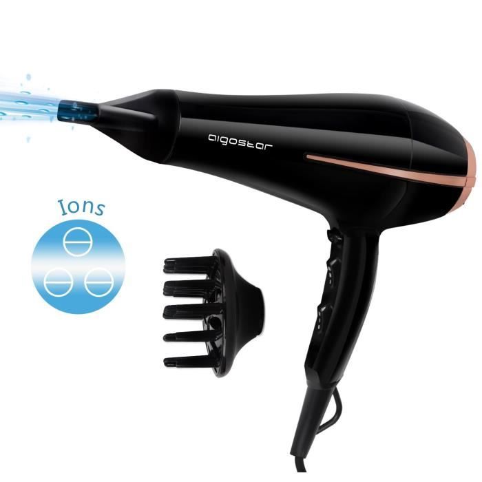 Aigostar Fighter 32JVT - Sèche-cheveux professionnel ionique avec accessoires. 2400 W. Option air froid. Design exclusif.