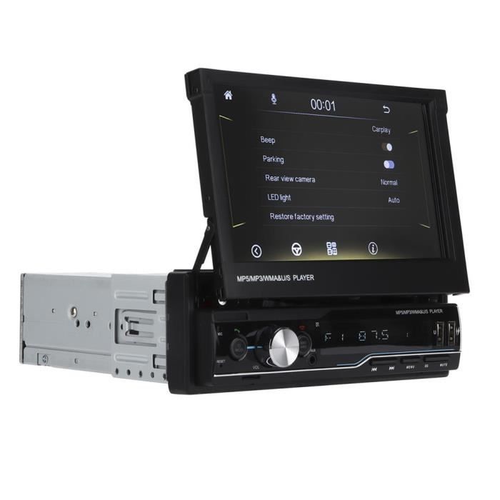 ARAMOX Lecteur multimédia 1DIN Voiture Stéréo Radio Multimédia Navigation 7in Télescopique Écran Pliant pour Carplay