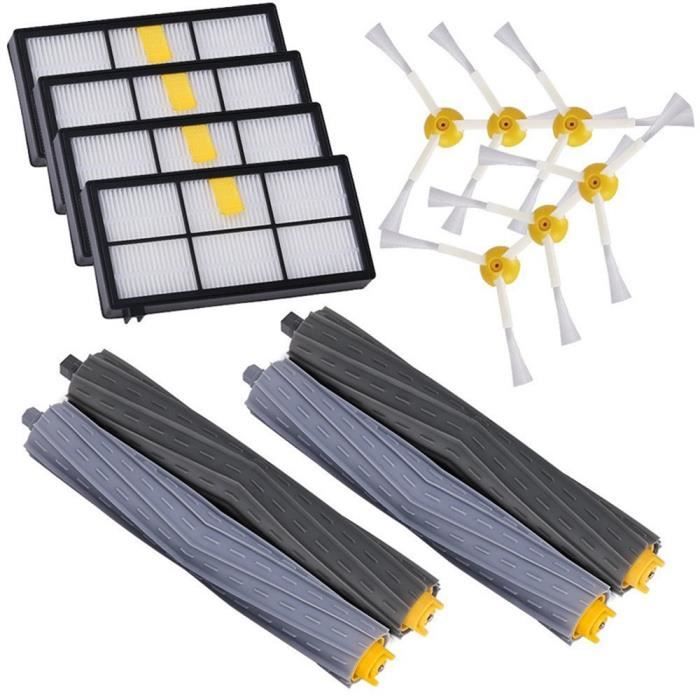 Extracteur de débris sans enchevêtrement de haute qualité + 4 filtres Hepa + brosse latérale pour IRobot Roomba série 800 900 870 88