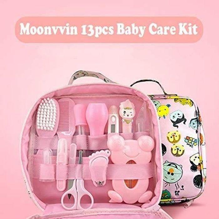Kit de Soins pour Bébé 13pcs / Set Accessoires de Soins de Santé pour Accessoires de Soins de Santé pour Voyage à Domicile(Rose)