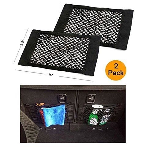 Ruesious Filet de Rangement de Coffre, [2 Pack] Filet de Rangement de Voiture - Bouteilles, épicerie, Rangement Ajouter sur Les or