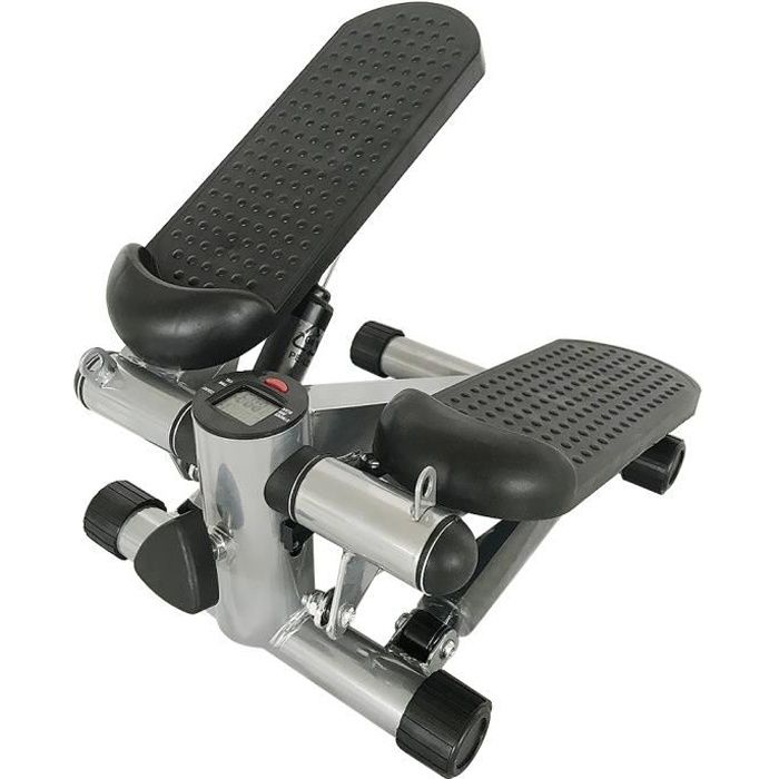 Mini Stepper d'appartement avec L'écran LCD, avec Bandes de Résistance, pour Fitness Entraînement Noir et Gris