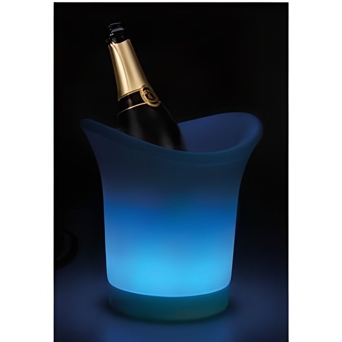 SEAU GLACE GLACONS CHAMPAGNE BOUTEILLE LUMINEUX LED MULTICOLORE ROUGE BLEU VERT