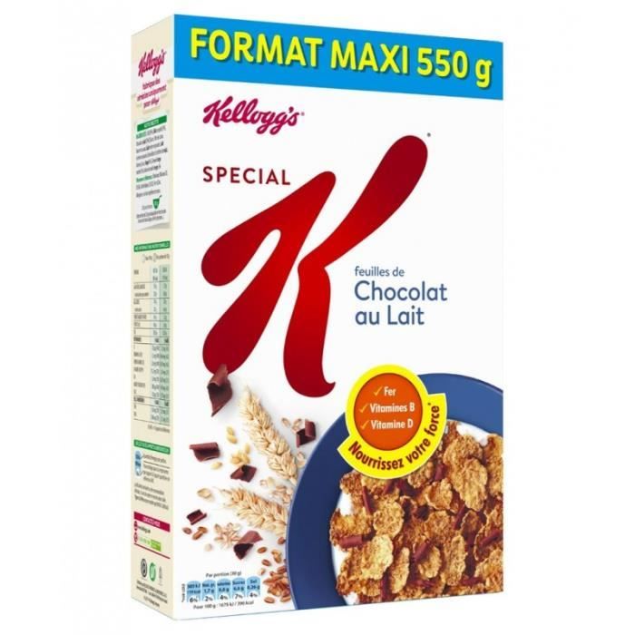 Kellogg’s Spécial K Feuilles De Chocolat Au Lait Format Maxi 550g (lot de 3)