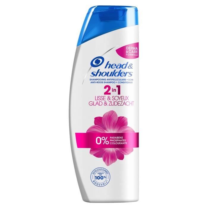 Head & Shoulders Shampooing Antipelliculaire + soin 2 in 1 Lisse & Soyeux Format Familial 540ml (lot