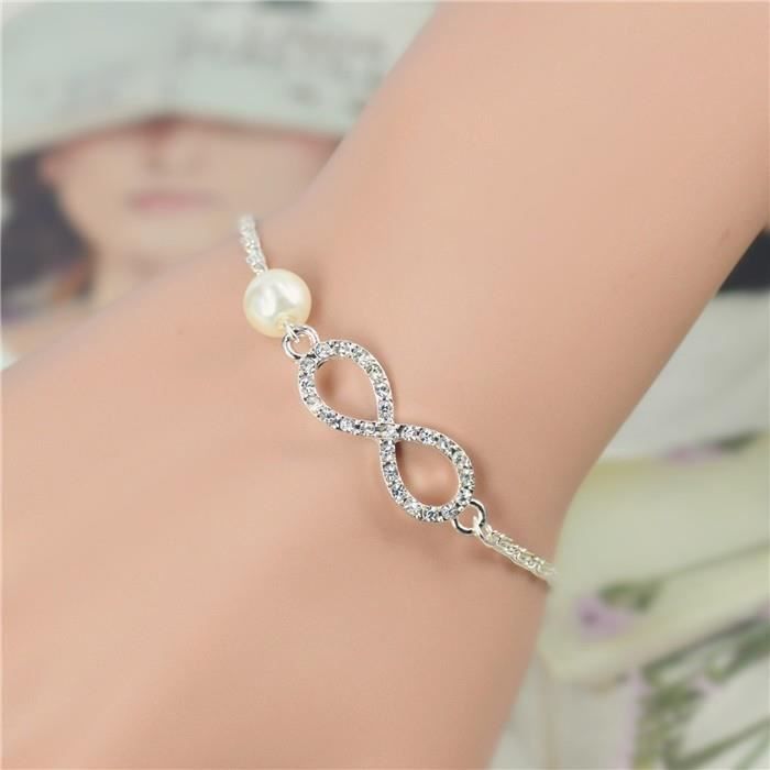 Bracelet - Infini Premium Perle - Argenté/Blanc