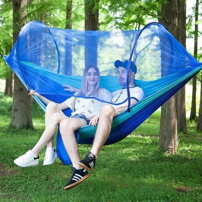 Hamac à Moustiquaire Automatique Ouverture rapide Extérieur Camping lit suspendu BLEU Ro49210