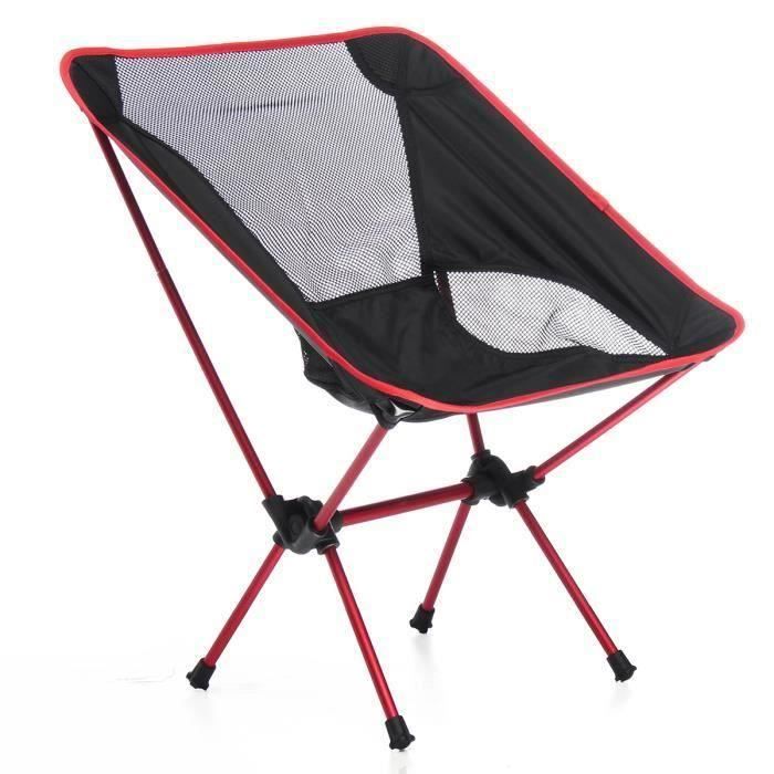 Pliable Chaise Fauteuil de Camping Portable Pr Exterieur Barbecue Pique-nique Pêche Max. 150kg rouge @SHE